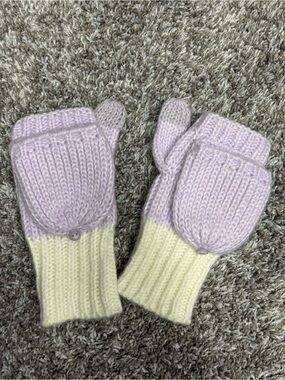 Women’s Convertible Mittens - Lavender and Cream